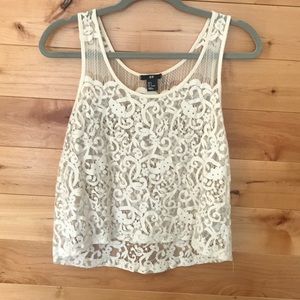Cream lace crop top